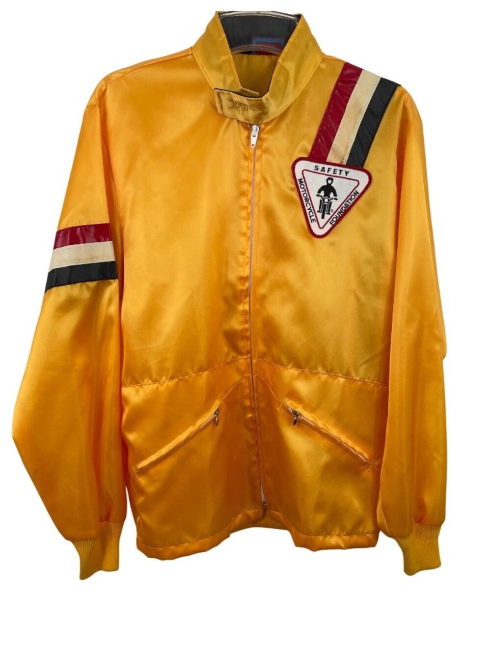Vintage 70s Motorcycle Safety Nylon Jacket Large Road Rider Biker Yellow Size M